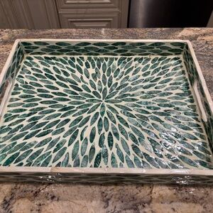 Green Mosaic Decorative Tray